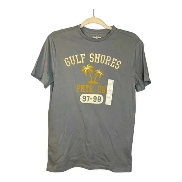Goodfellow Mens Blue Gulf Shores Graphic Tee, Small - Picture 1 of 5